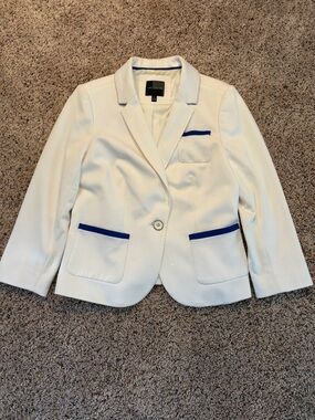 The Limited White Blazer with Royal Blue Trim